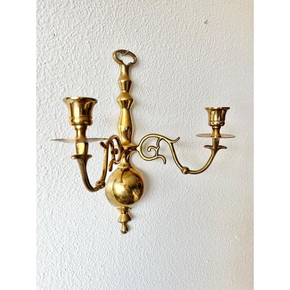 Gatco Vintage Brass Double Arm Candlestick Wall Sconce | Vintage Brass Sconce - Picture 2 of 7